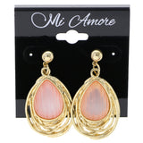 Mi Amore Frosted Drop-Dangle-Earrings Pink/Gold-Tone