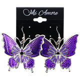 Mi Amore Butterfly Dangle-Earrings Purple/Silver-Tone