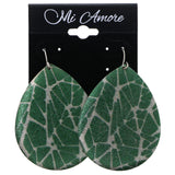 Mi Amore Geometric Pattern Dangle-Earrings Green/Silver-Tone