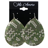 Mi Amore Geometric Pattern Dangle-Earrings Green/Silver-Tone