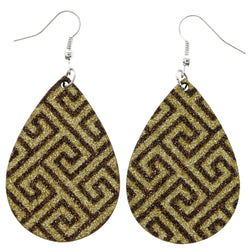 Mi Amore Greek Meander Dangle-Earrings Gold-Tone/Brown