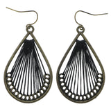 Mi Amore Antiqued String Art Dangle-Earrings Black & Gold-Tone