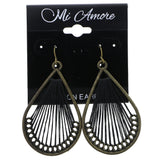 Mi Amore Antiqued String Art Dangle-Earrings Black & Gold-Tone