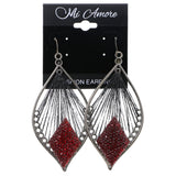 Mi Amore String Art Dangle-Earrings Dark-Silver/Red