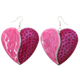 Mi Amore Heart Dangle-Earrings Pink/Silver-Tone