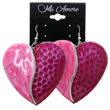 Mi Amore Heart Dangle-Earrings Pink/Silver-Tone