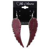 Mi Amore Angel Wing Dangle-Earrings Pink/Silver-Tone