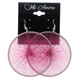 Mi Amore String Art Dangle-Earrings Pink/Silver-Tone