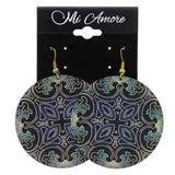 Mi Amore Ornate Dangle-Earrings Blue/Gold-Tone