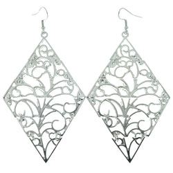 Silver-Tone Metal Dangle-Earrings