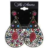 Mi Amore Antiqued Flower Drop-Dangle-Earrings Gold-Tone & Multicolor