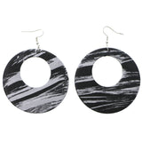 Mi Amore Matte Finish Brush Stroke Dangle-Earrings Black & Silver-Tone