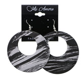 Mi Amore Matte Finish Brush Stroke Dangle-Earrings Black & Silver-Tone