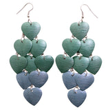 Mi Amore Pastel Heart Chandelier-Earrings Green & Blue