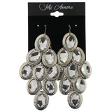 Silver-Tone Metal Chandelier-Earrings With Crystal Accents