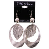 Mi Amore Leaf Dangle-Earrings Silver-Tone