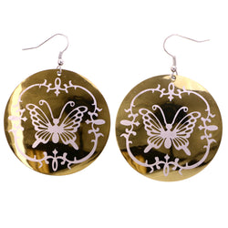 Mi Amore Butterfly Dangle-Earrings Gold-Tone/White