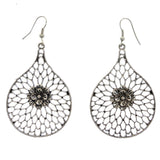 Mi Amore Flower Filligree Dangle-Earrings Silver-Tone