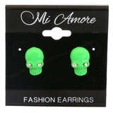 Mi Amore Skull Post-Earrings Green/White