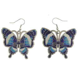 Mi Amore Butterfly Dangle-Earrings Silver-Tone/Blue