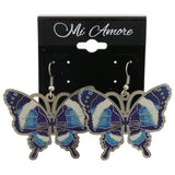 Mi Amore Butterfly Dangle-Earrings Silver-Tone/Blue
