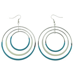Silver-Tone & Blue Metal Dangle-Earrings