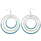 Silver-Tone & Blue Metal Dangle-Earrings