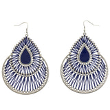 Mi Amore Thread art Dangle-Earrings Silver-Tone/Blue