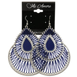 Mi Amore Thread art Dangle-Earrings Silver-Tone/Blue