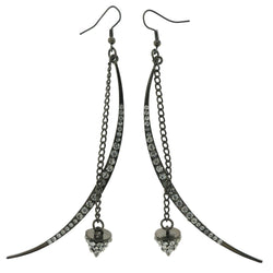 Silver-Tone Metal Dangle-Earrings With Crystal Accents