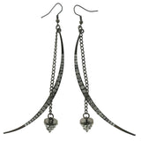 Silver-Tone Metal Dangle-Earrings With Crystal Accents