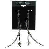 Silver-Tone Metal Dangle-Earrings With Crystal Accents