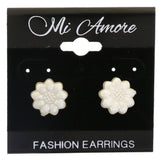 Mi Amore Flower Post-Earrings White