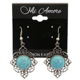 Mi Amore Imitation Turquoise Dangle-Earrings Silver-Tone/Blue