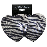 Mi Amore Zebra pattern Heart Dangle-Earrings Silver-Tone & Black