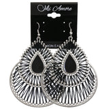 Mi Amore Thread art Dangle-Earrings Silver-Tone/Black