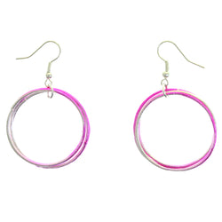 Mi Amore Multiple Ring Dangle-Earrings Silver-Tone/Pink