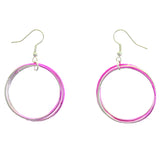 Mi Amore Multiple Ring Dangle-Earrings Silver-Tone/Pink