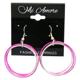 Mi Amore Multiple Ring Dangle-Earrings Silver-Tone/Pink