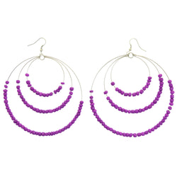 Mi Amore Multiple Loops Dangle-Earrings Silver-Tone/Purple