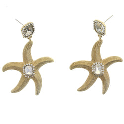 Mi Amore Starfish Drop-Dangle-Earrings Gold-Tone/White