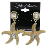 Mi Amore Starfish Drop-Dangle-Earrings Gold-Tone/White