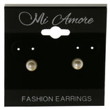 Mi Amore Acrylic Pearl Bead Post-Earrings White