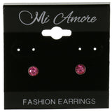 Mi Amore Post-Earrings Pink/Silver-Tone