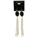 Mi Amore Black Acrylic Gem Dangle-Earrings Gold-Tone/Black