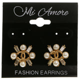 Mi Amore Post-Earrings Gold-Tone/White