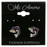 Mi Amore Dolphin Post-Earrings Purple/White