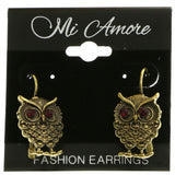 Mi Amore Owl Dangle-Earrings Bronze-Tone/Purple