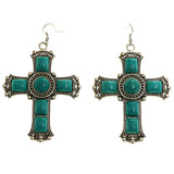 Mi Amore Cross Dangle-Earrings Dark-Silver/Blue