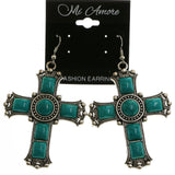 Mi Amore Cross Dangle-Earrings Dark-Silver/Blue